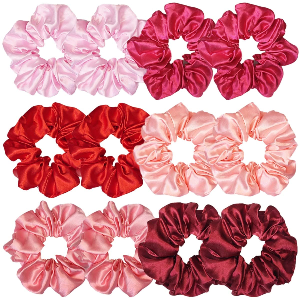 Sufermoe satin scrunchies red pack, soft hold for daily hairstyles.
