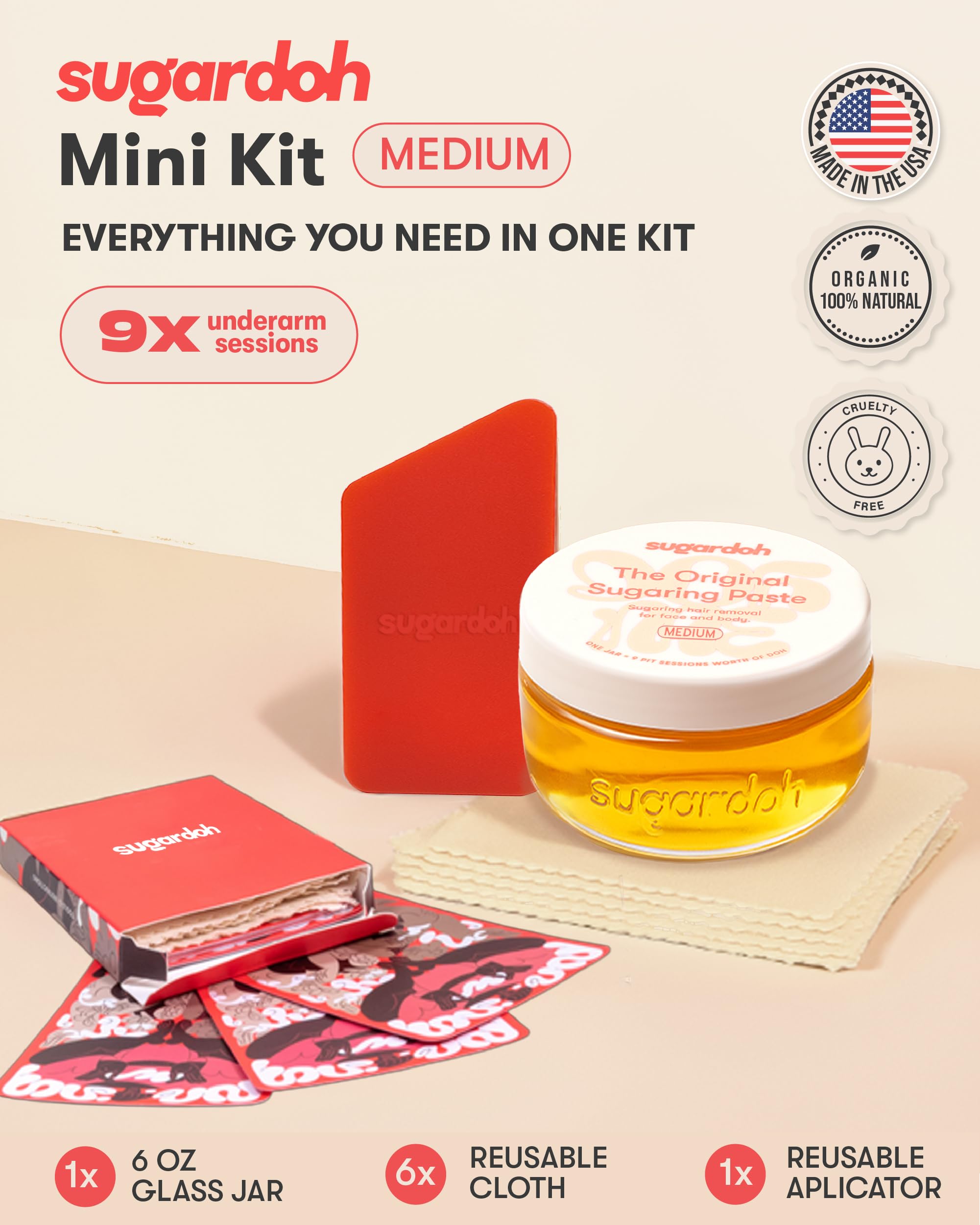 SUGARDOH reusable strips for clean, eco-friendly hair removal at home.