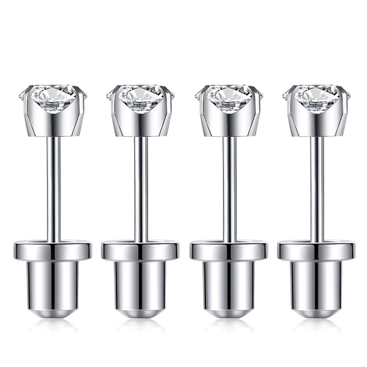 SugarTang aretes cz 4mm brillantes para cambio inicial