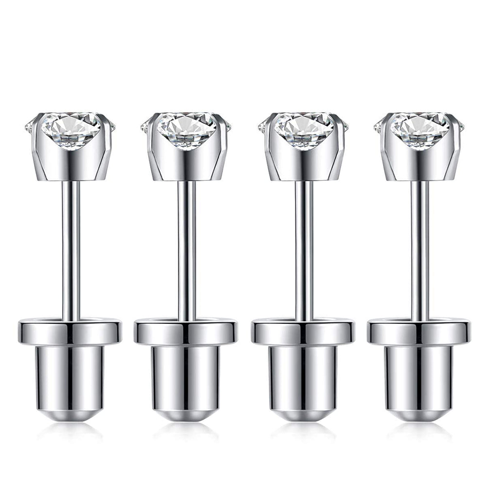 SugarTang aretes cz 4mm brillantes para cambio inicial