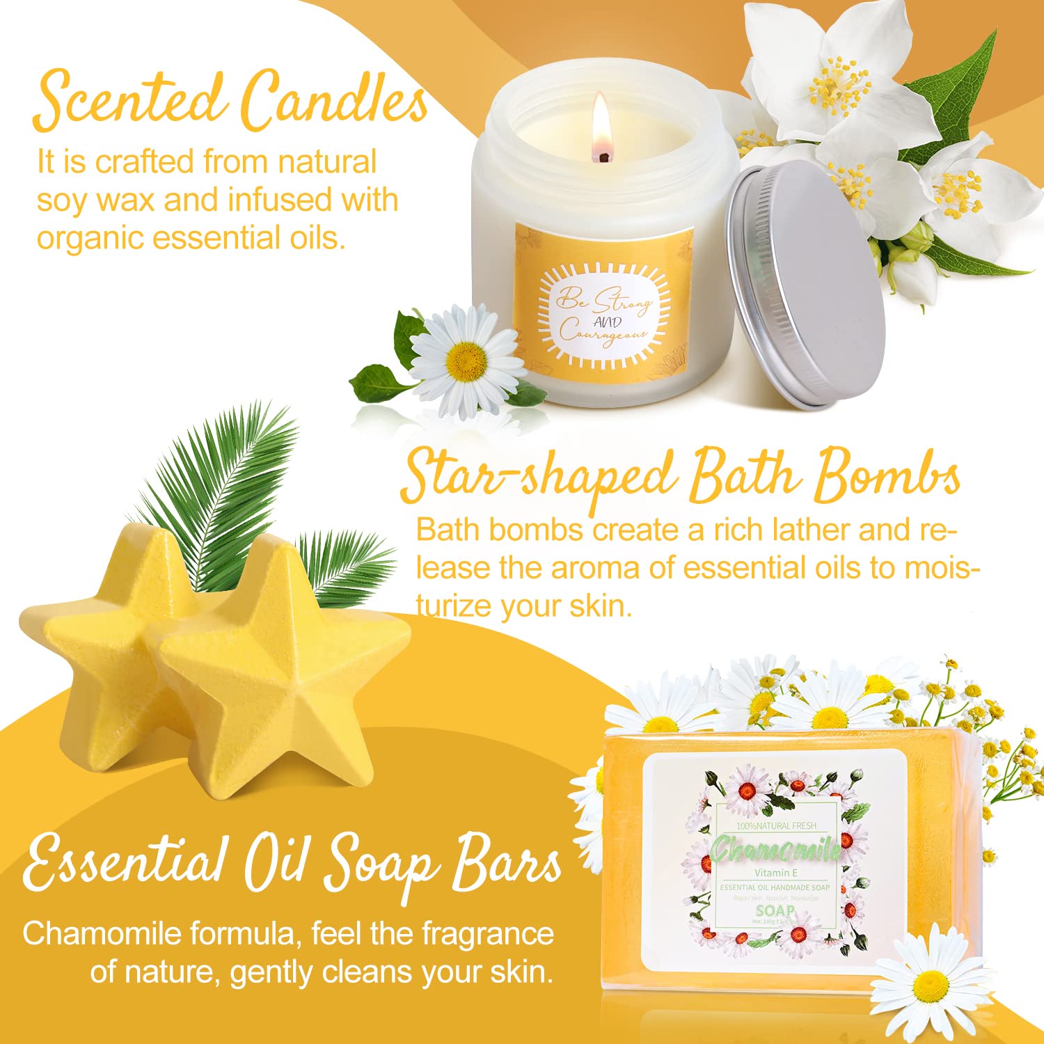 Suhctuptx bombas de baño estrella, experiencia spa en casa