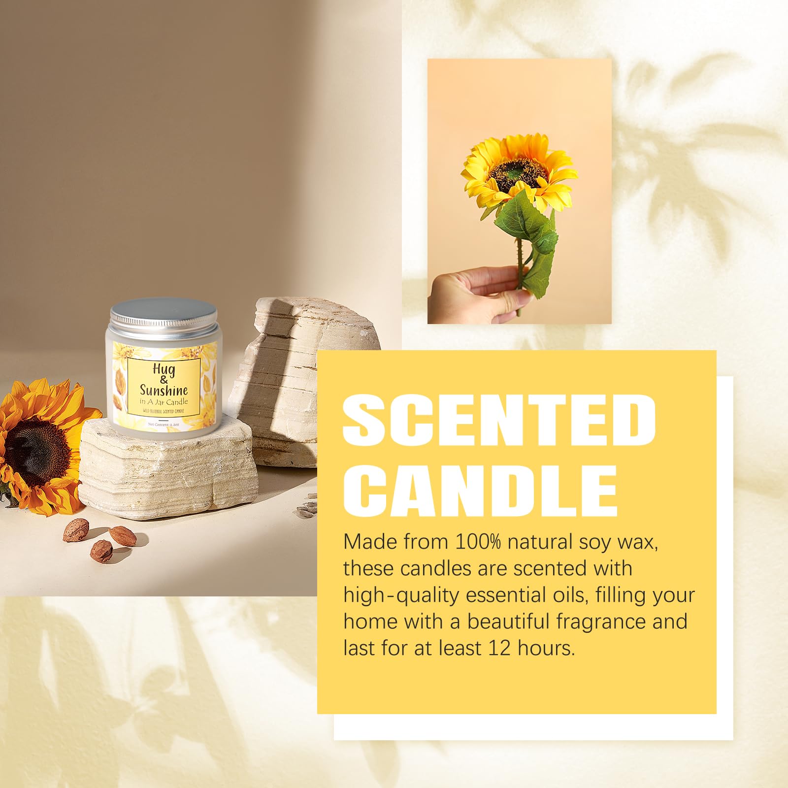 Suhctuptx vela aromática Bluebell, crea un ambiente relajante para un momento de spa.