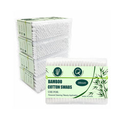 SUIZWMOU bamboo cotton swabs with double round tips for gentle cleaning.