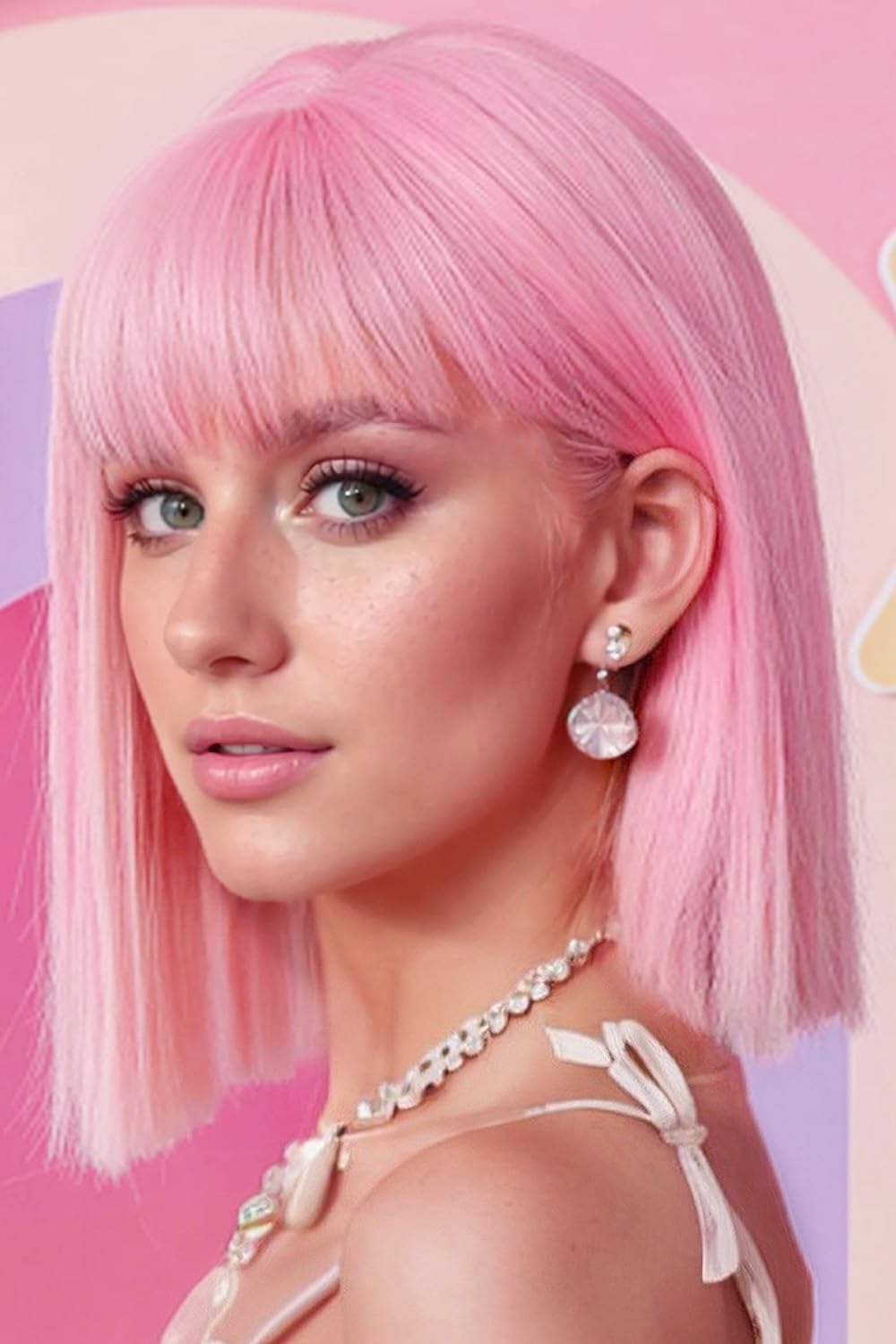 SUKRI pink bob wig, daily use look for casual styling