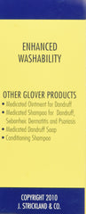 Sulfur8 Glovers Dandruff Medicine, etiqueta clara con indicaciones de uso.