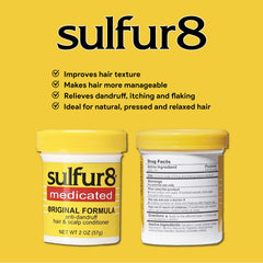 SULFUR8 conditioner back label showing ingredients and usage details.