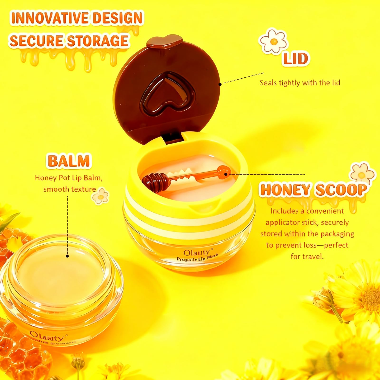 Sulily bálsamo labial abeja con aroma miel para uso diario.