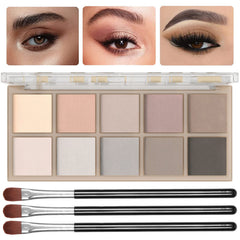 Paleta Sulily con diez tonos neutros para look natural y duradero.