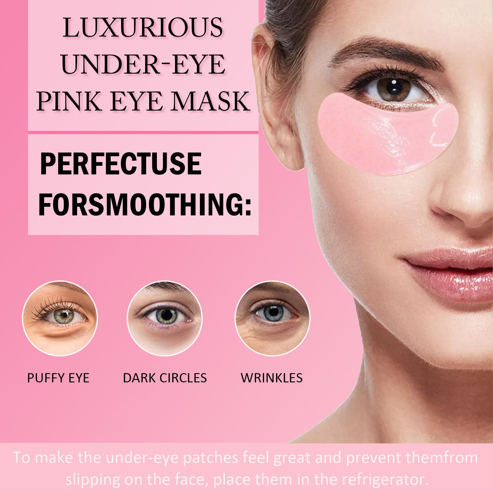 Sulily pink collagen eye masks close-up highlighting hydration and soothing feel.