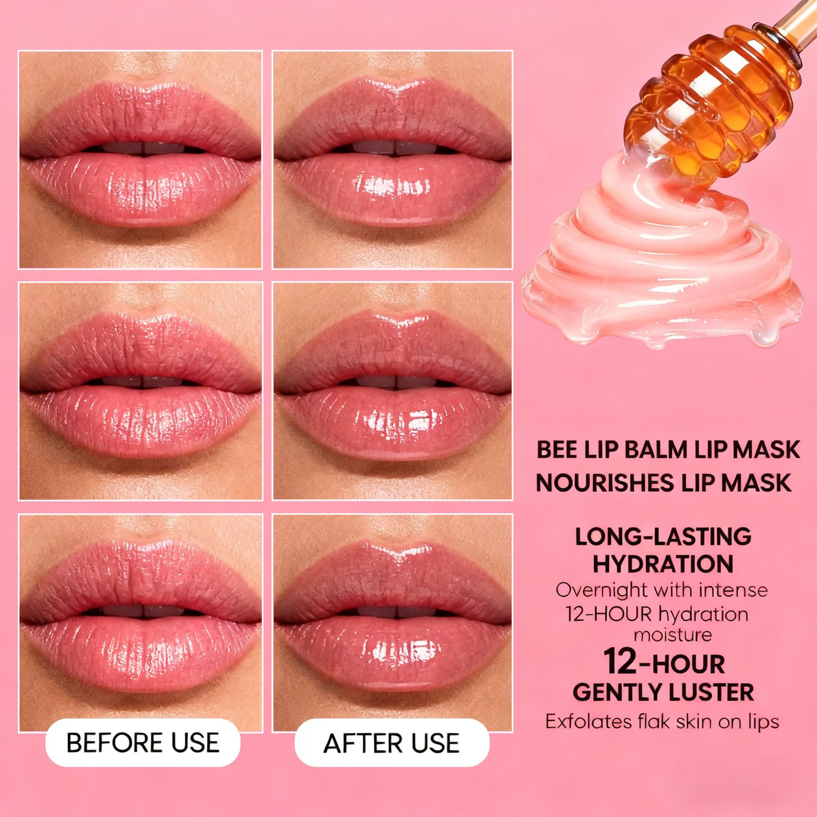 Sulily Bee Lip Balm Sleeping Mask application demonstrates overnight hydration.