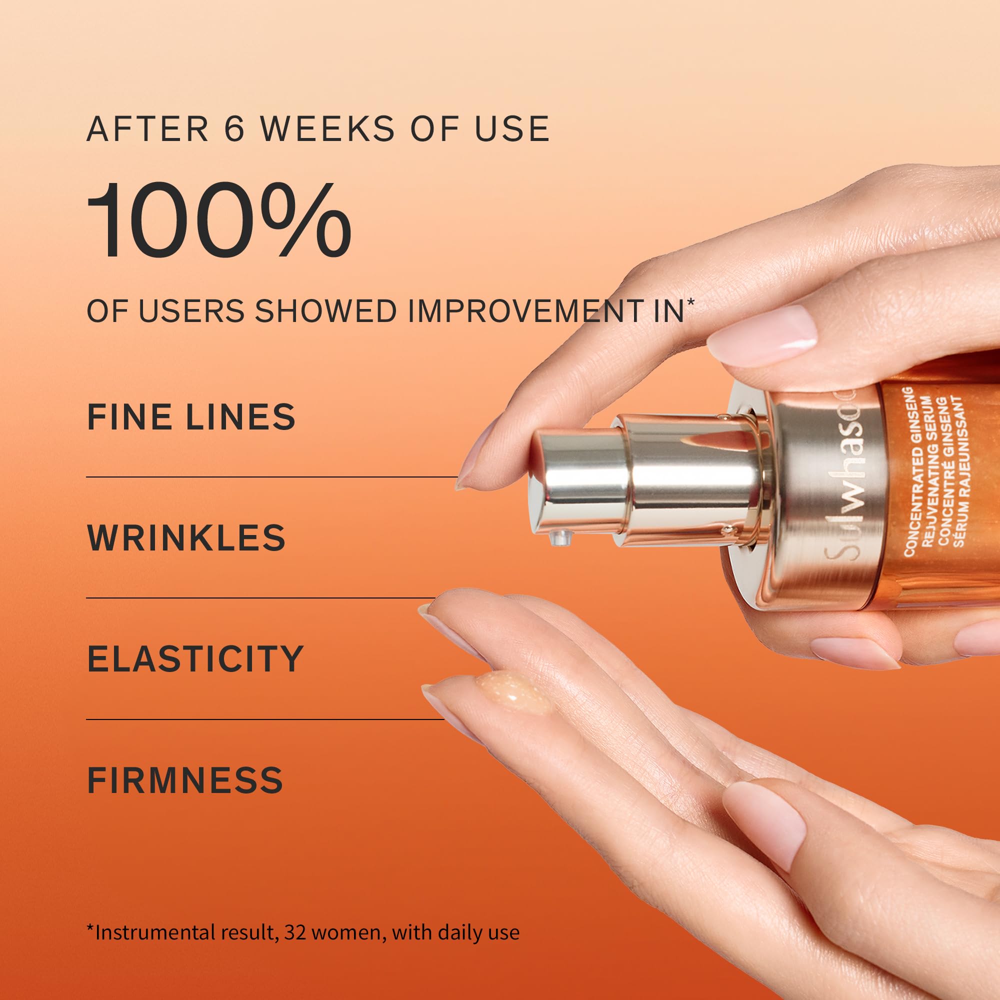 Sulwhasoo Serum Mini on hand shows instant hydration and velvety texture.