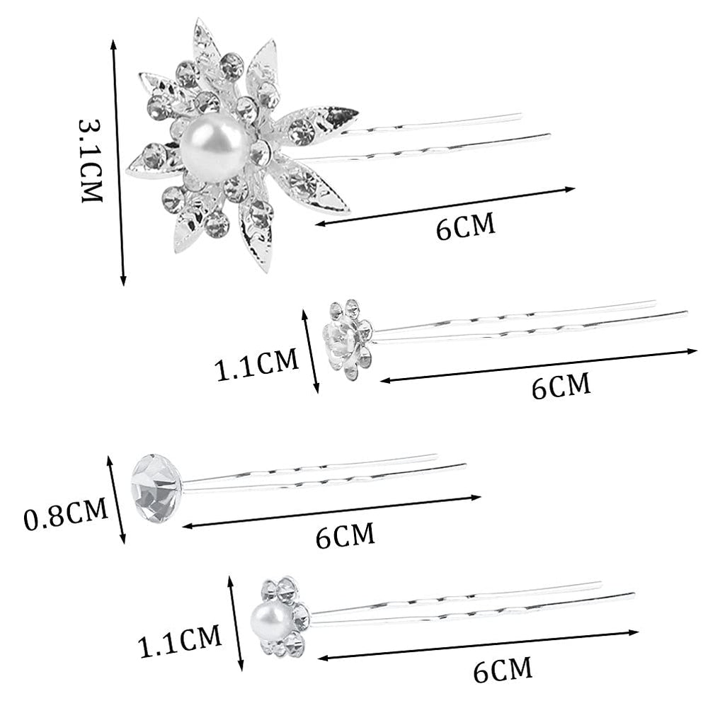 SUMAJU crystal pearl flower barrettes set for bridesmaids and formal occasions.