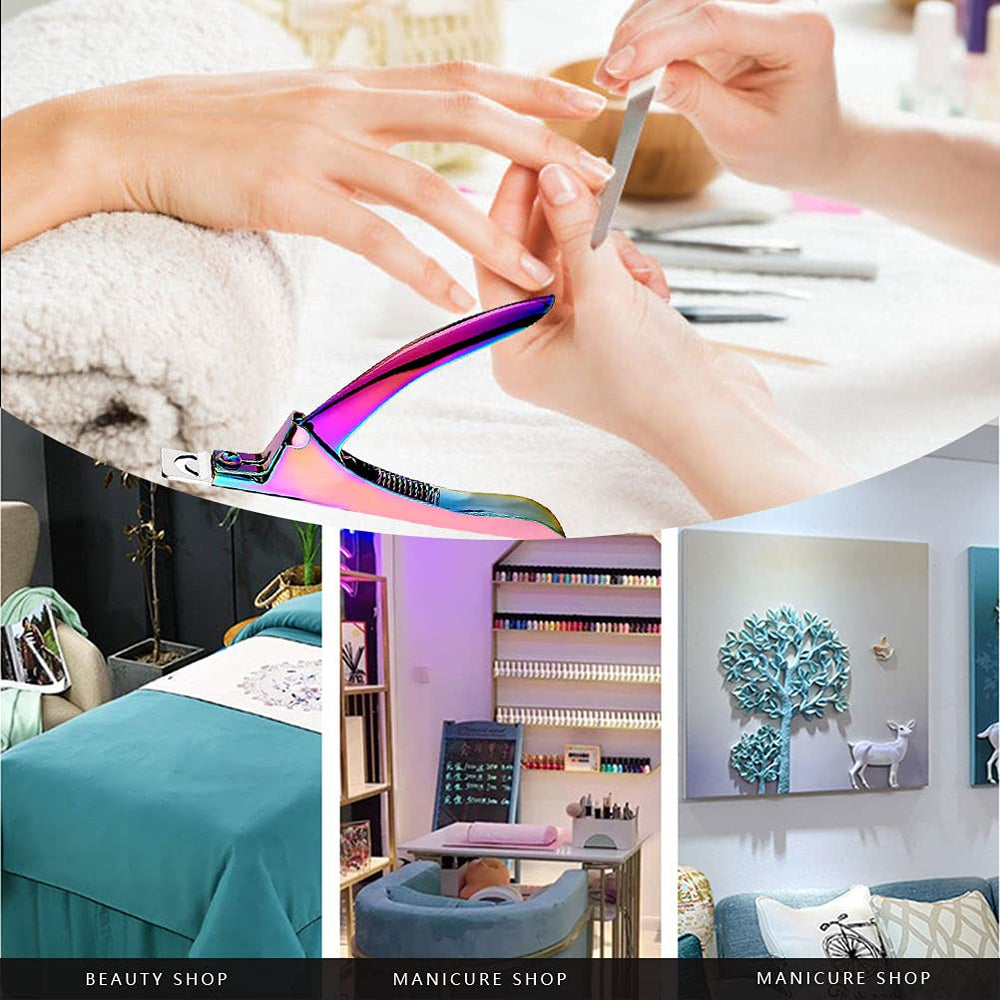 SUMAJU Rainbow nail clippers ergonomic handle, ideal for long grooming sessions.