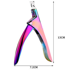 SUMAJU Rainbow nail clippers in action, three cutting angles for versatility.