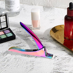 SUMAJU Rainbow nail clippers side angle, curved handle for comfortable grip.