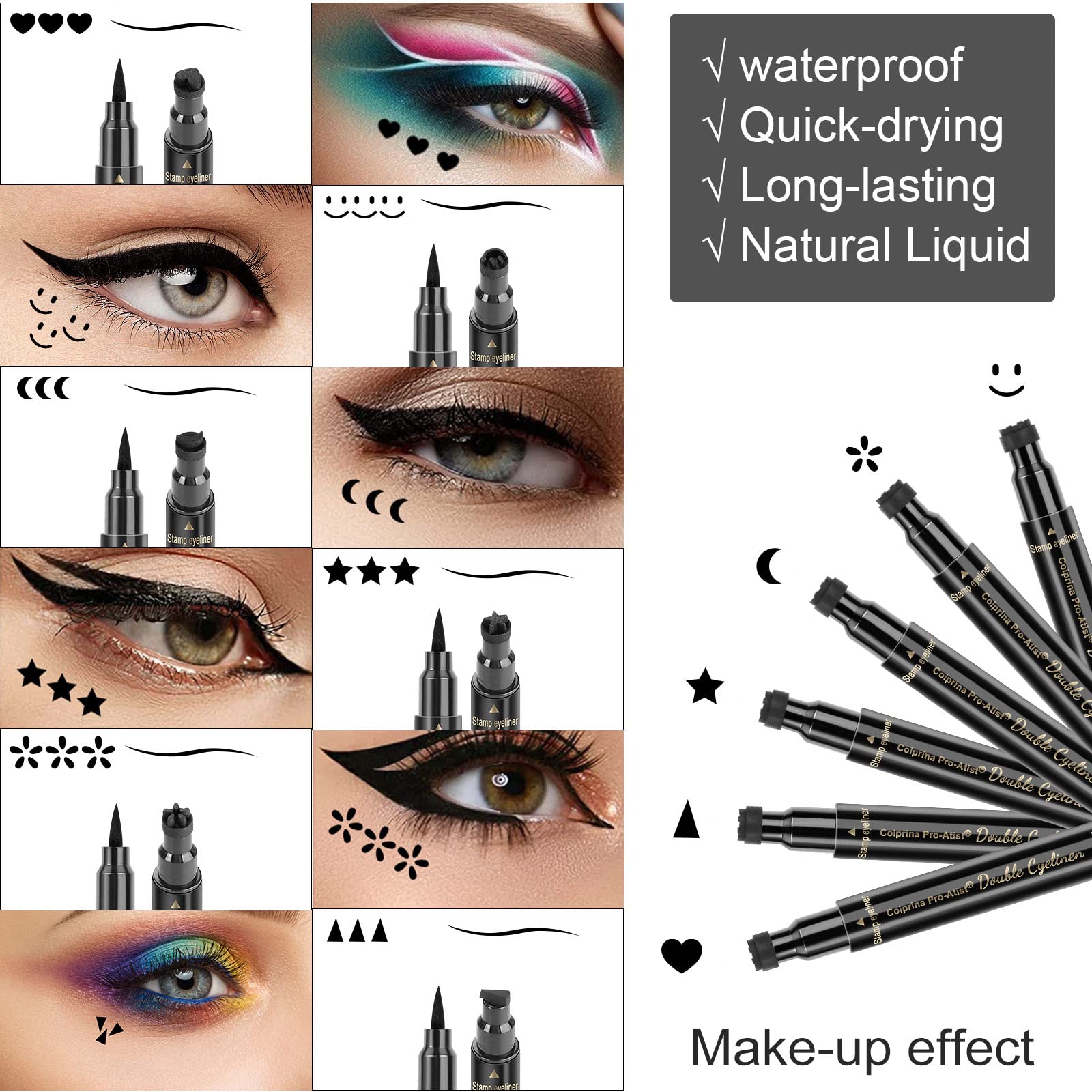 SUMEITANG smiley stamp enables playful, friendly eyeliner styles.