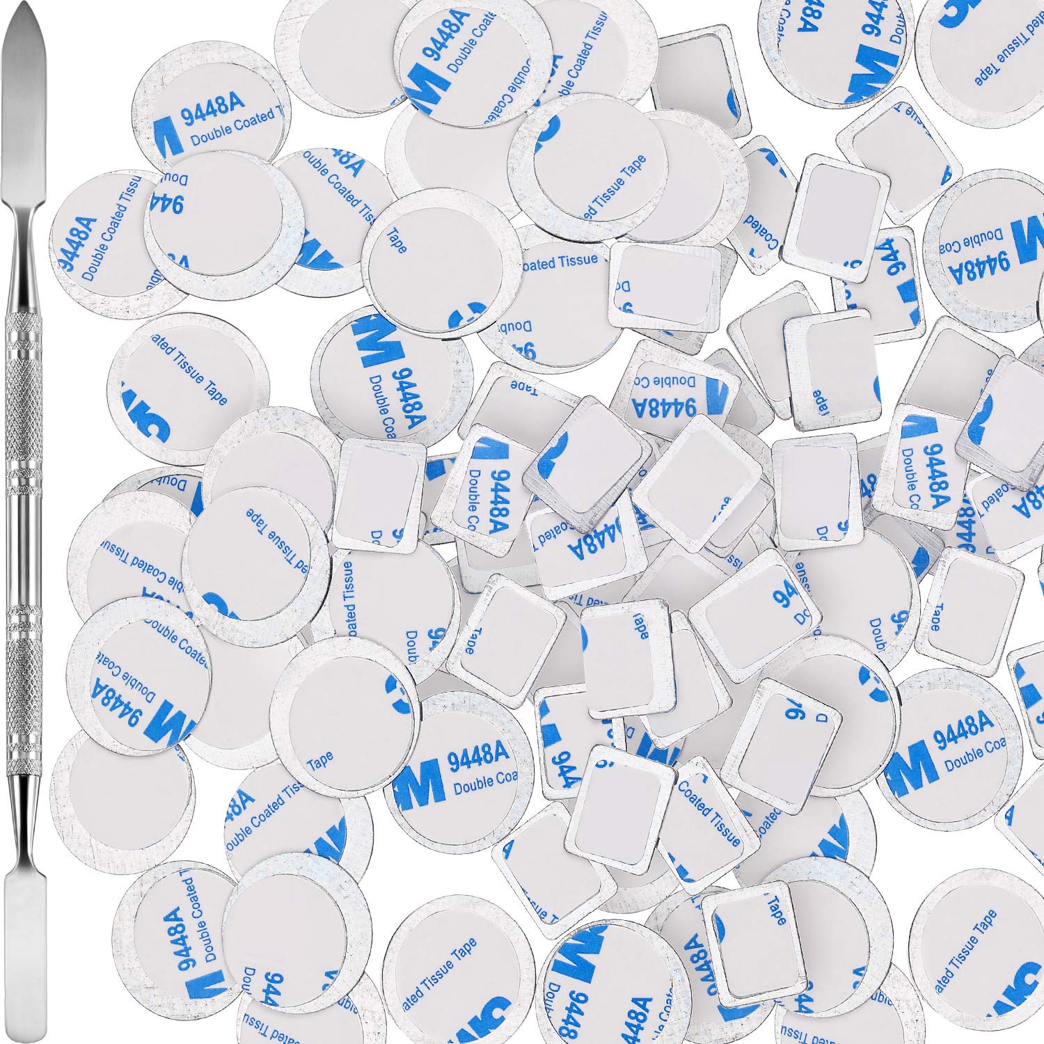 Sumind square metal palette stickers for depotting and organizing powders.