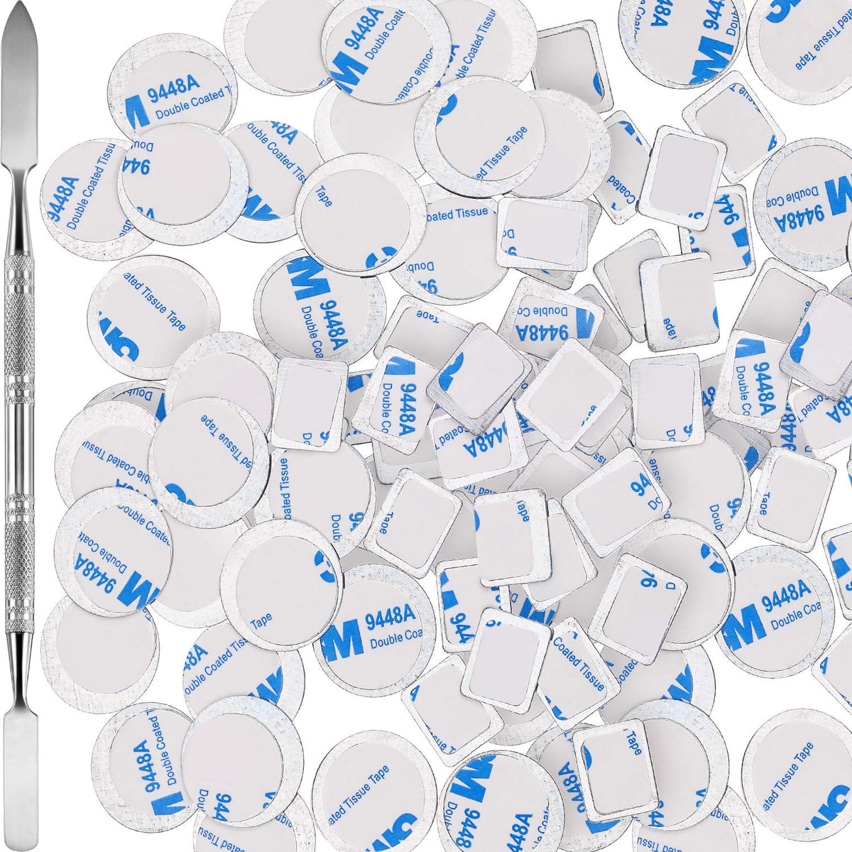 Sumind square metal palette stickers for depotting and organizing powders.