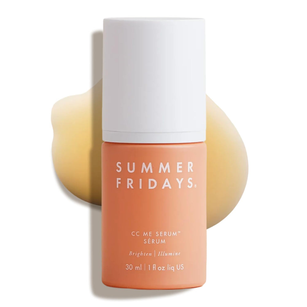 Summer Fridays CC Me Serum bottle closeup showing brightening potential