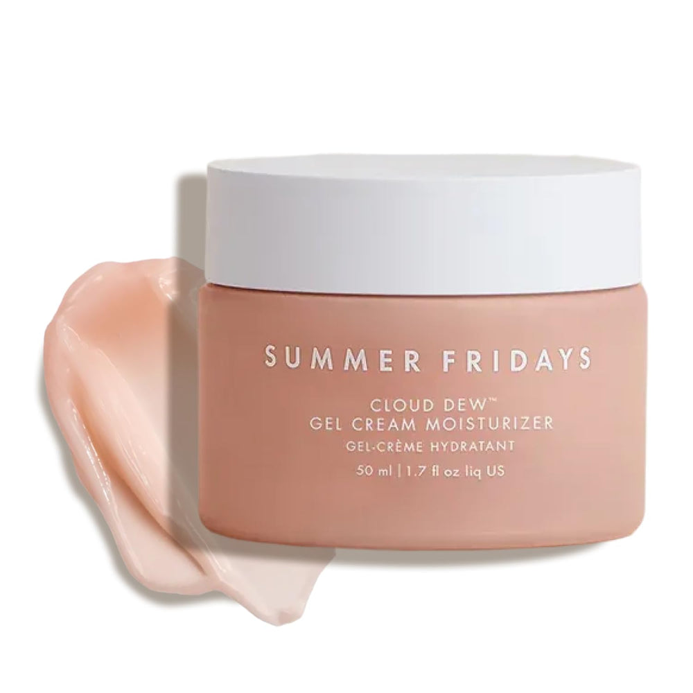 Summer Fridays Cloud Dew Gel Cream jar closeup with hydrating texture.