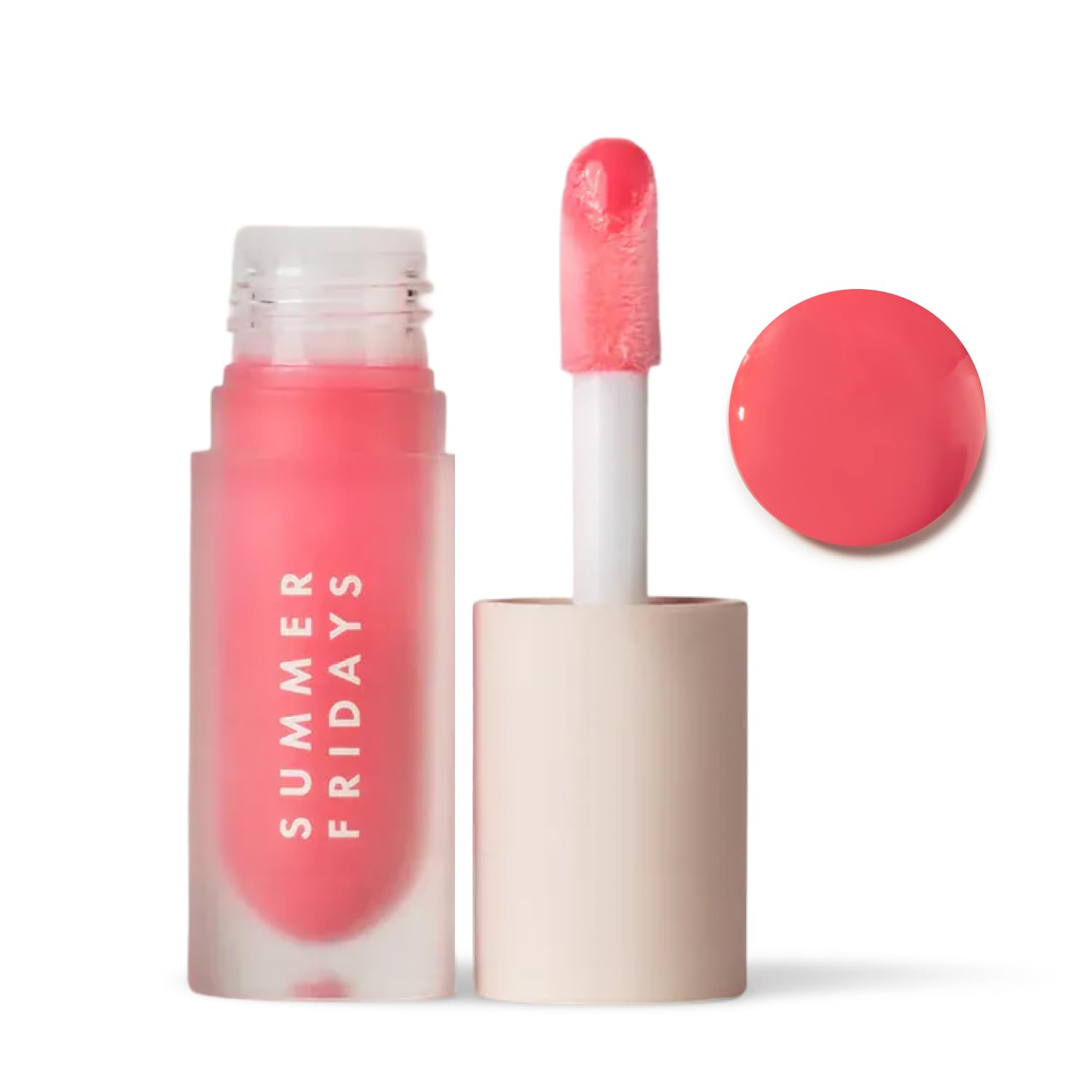 Summer Fridays Dream Lip Oil bottle with pink gloss for hydrated lips.