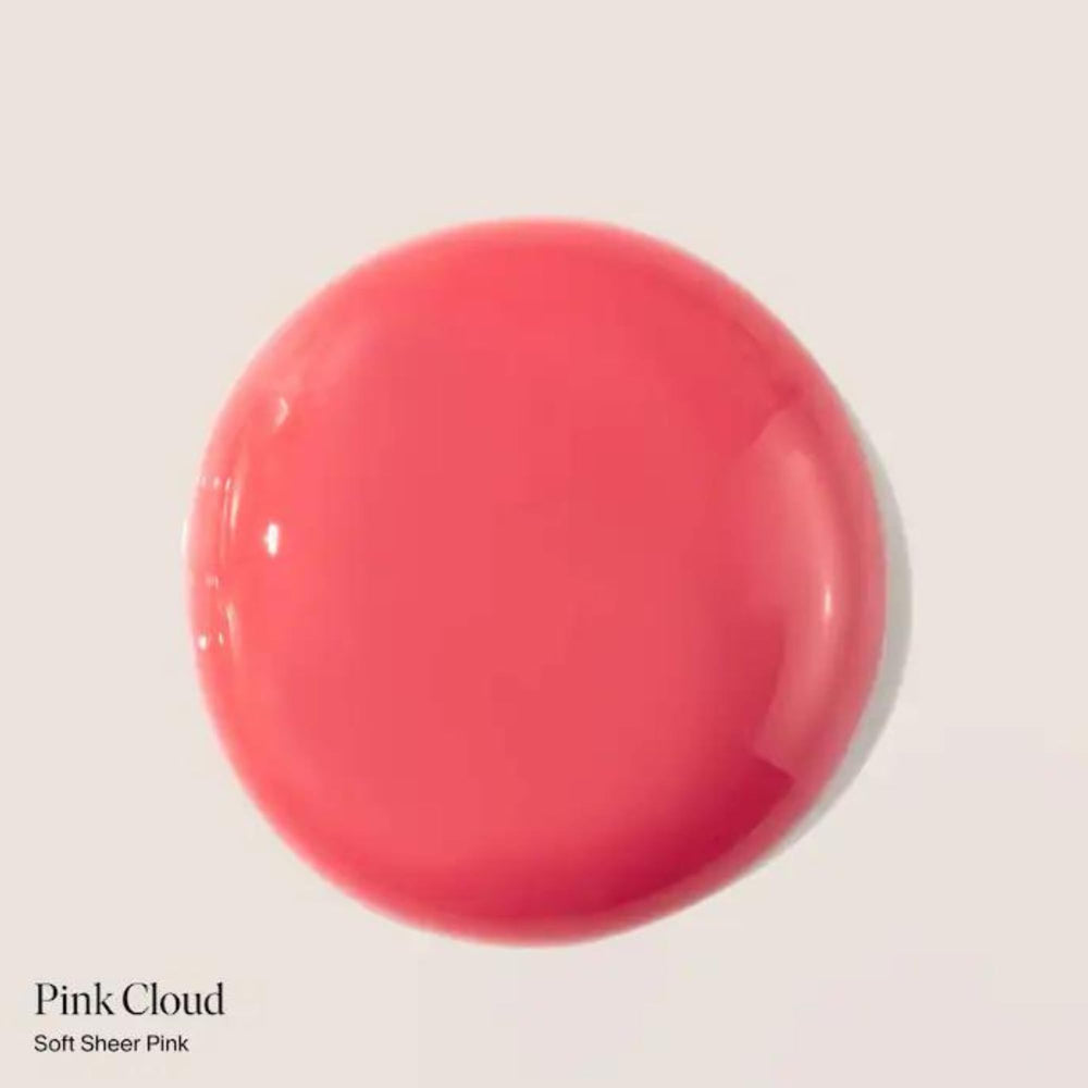 Summer Fridays Dream Lip Oil pink cloud tint swatch on lips.