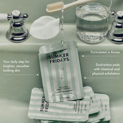 Summer Fridays Gentle Reset pad, smooth side applying exfoliant on skin
