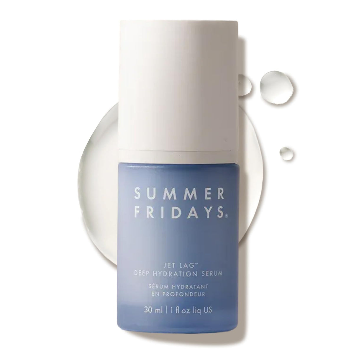 Summer Fridays Jet Lag Deep Hydration Serum bottle for immediate skin hydration.