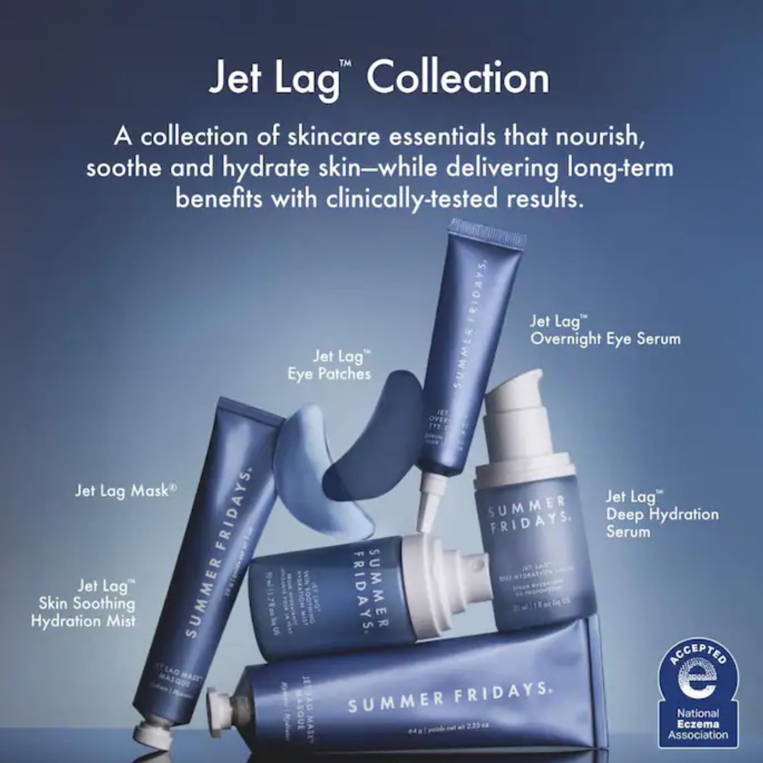 Summer Fridays Jet Lag Deep Hydration Serum ingredients visual highlights glycerin and squalane.