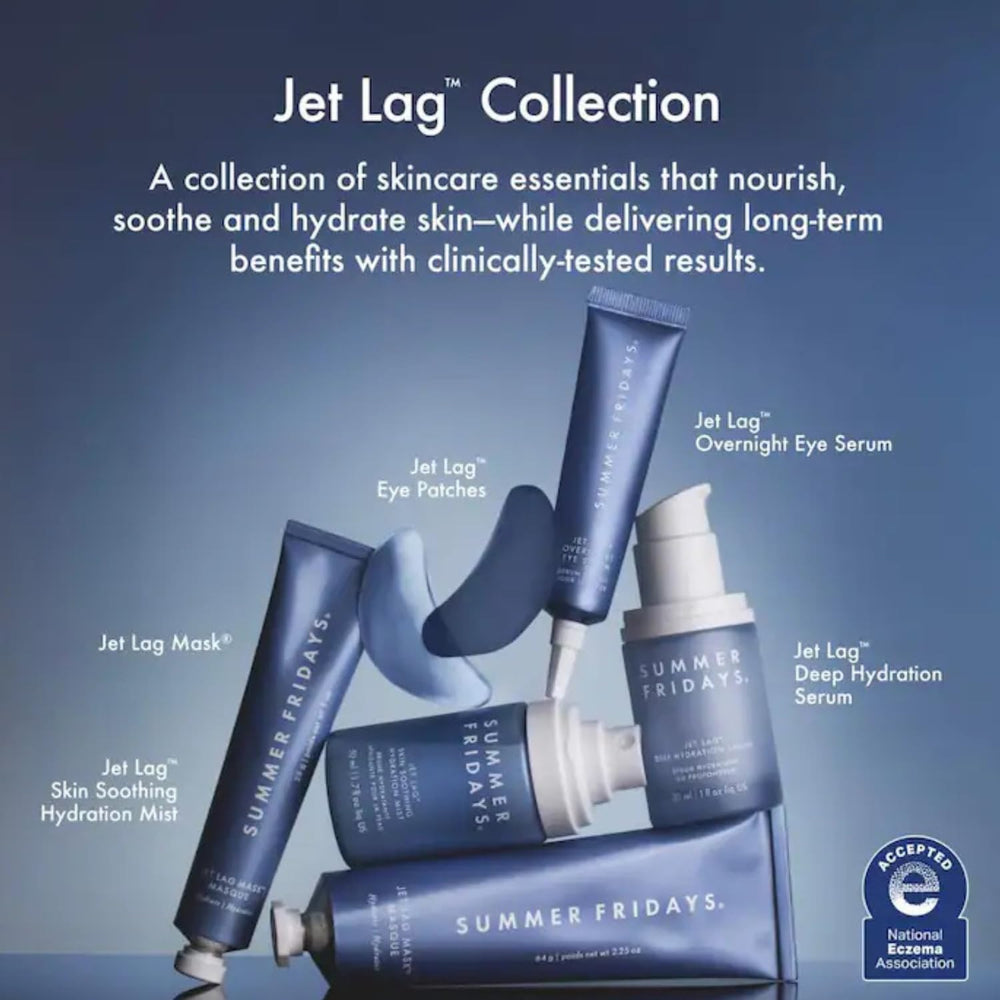Summer Fridays Jet Lag Deep Hydration Serum ingredients visual highlights glycerin and squalane.