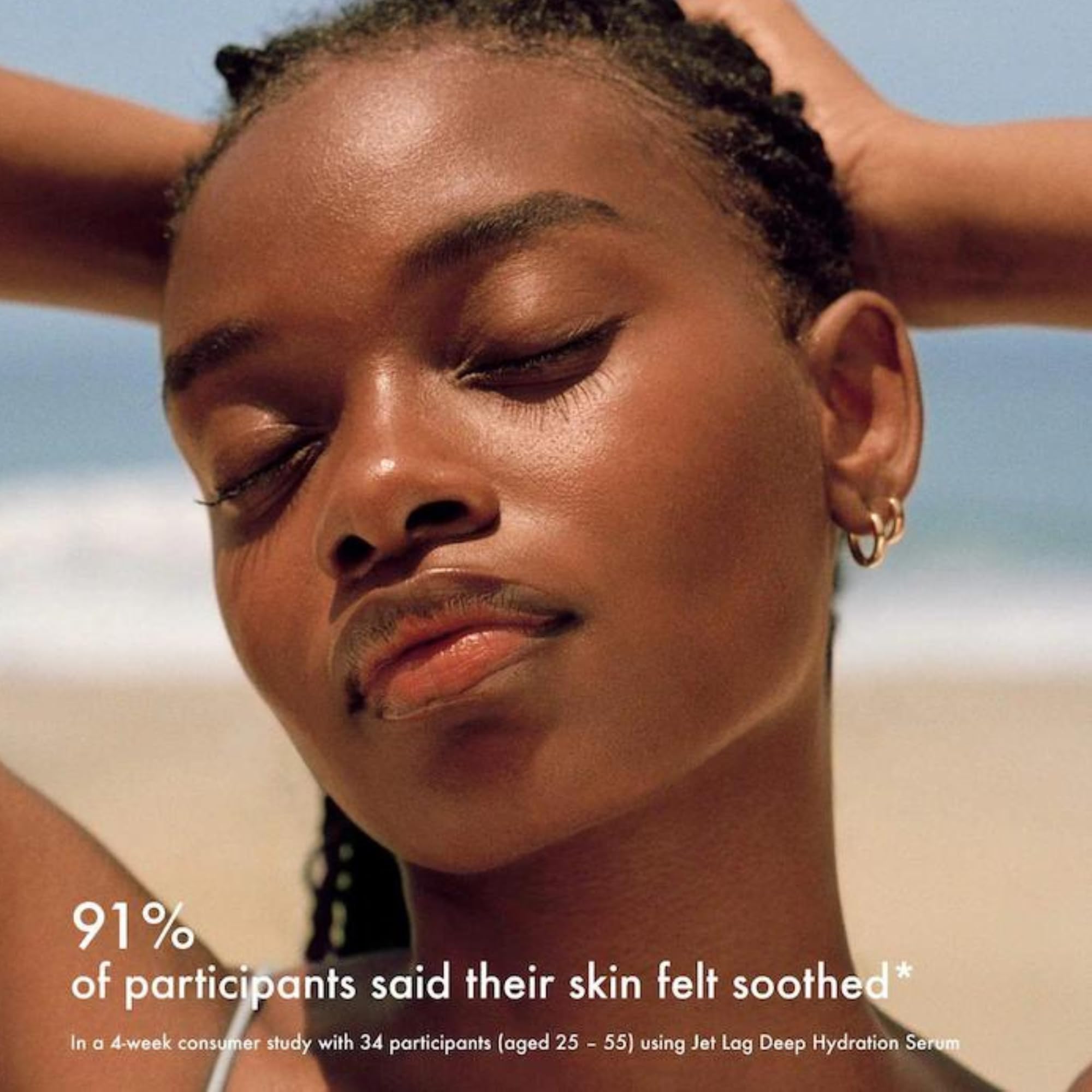 Summer Fridays Jet Lag Deep Hydration Serum on skin glows and feels refreshed.