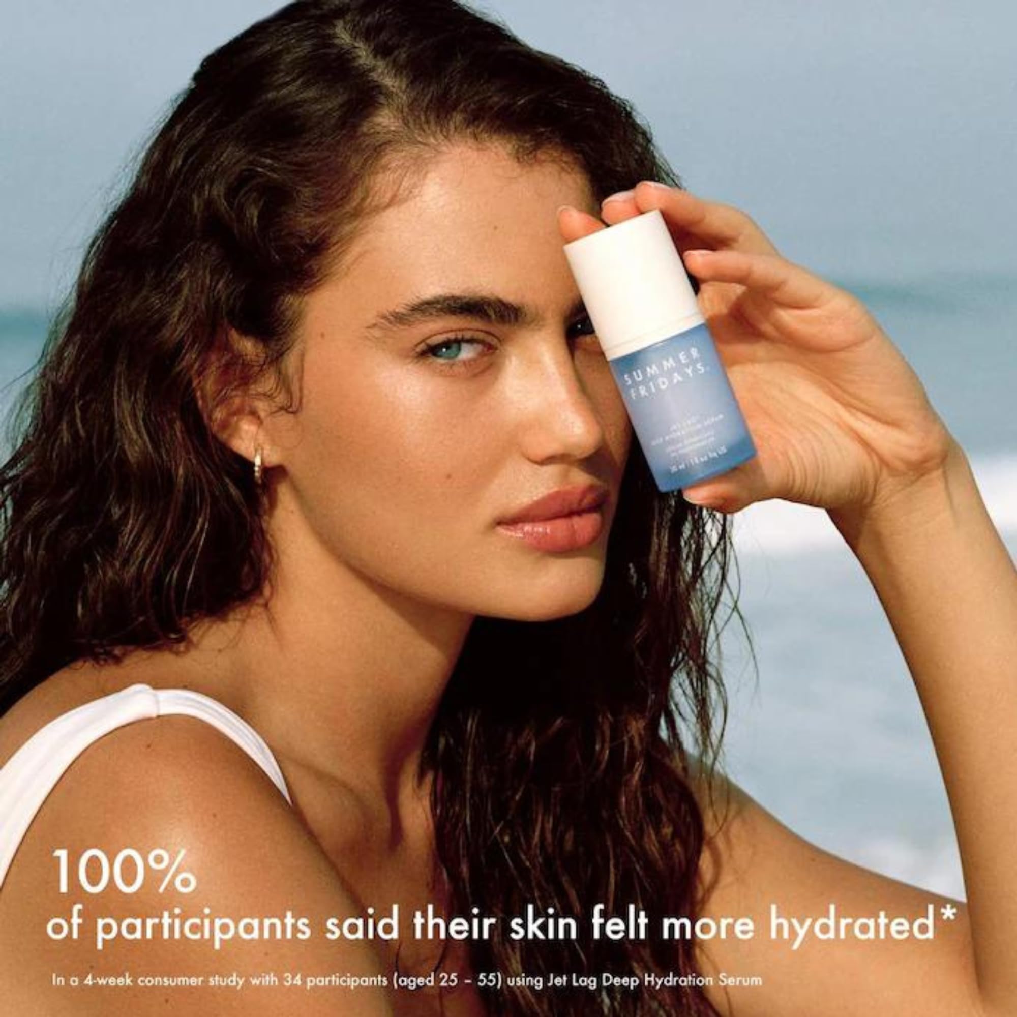 Summer Fridays Jet Lag Deep Hydration Serum swatch on hand shows jelly texture.