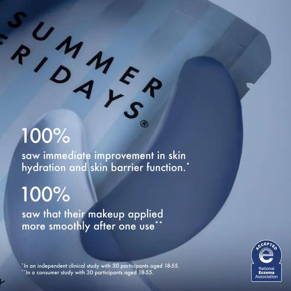 Summer Fridays Jet Lag Under Eye Patches serum dispense closeup suggests nourishing hydration