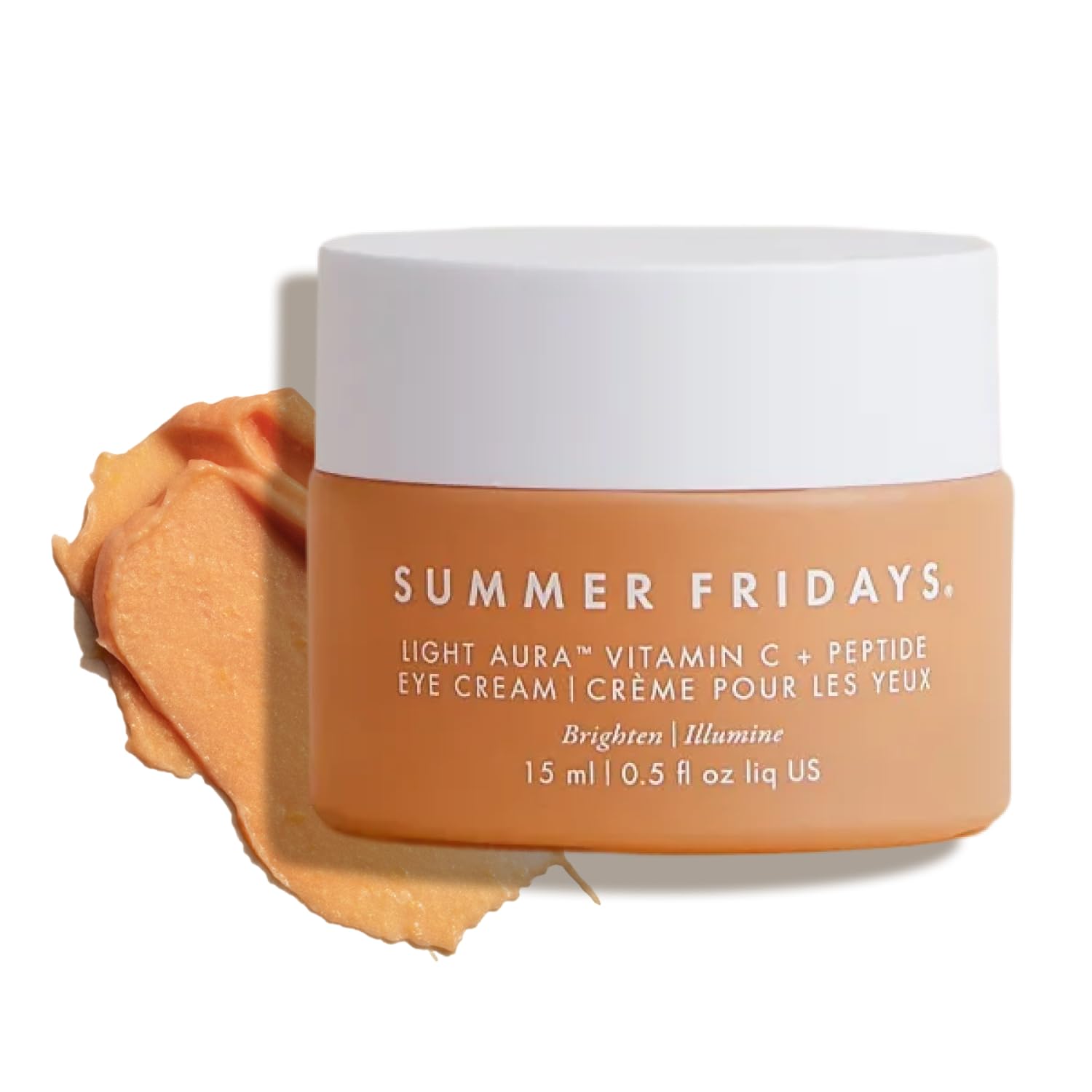 Summer Fridays Light Aura Eye Cream jar closeup highlighting brightening and hydrating under-eye care