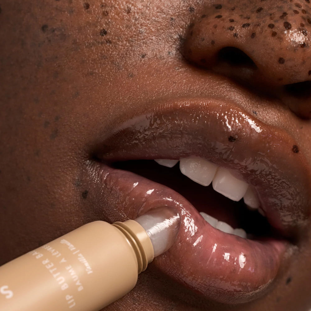 Summer Fridays Lip Butter Balm Vanilla aroma enhances nightly lip care.