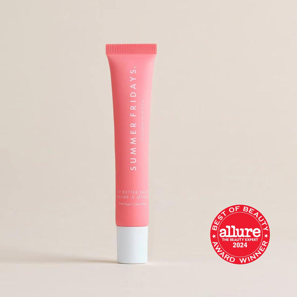 Close-up of Summer Fridays Pink Sugar application showing smooth non-greasy texture.