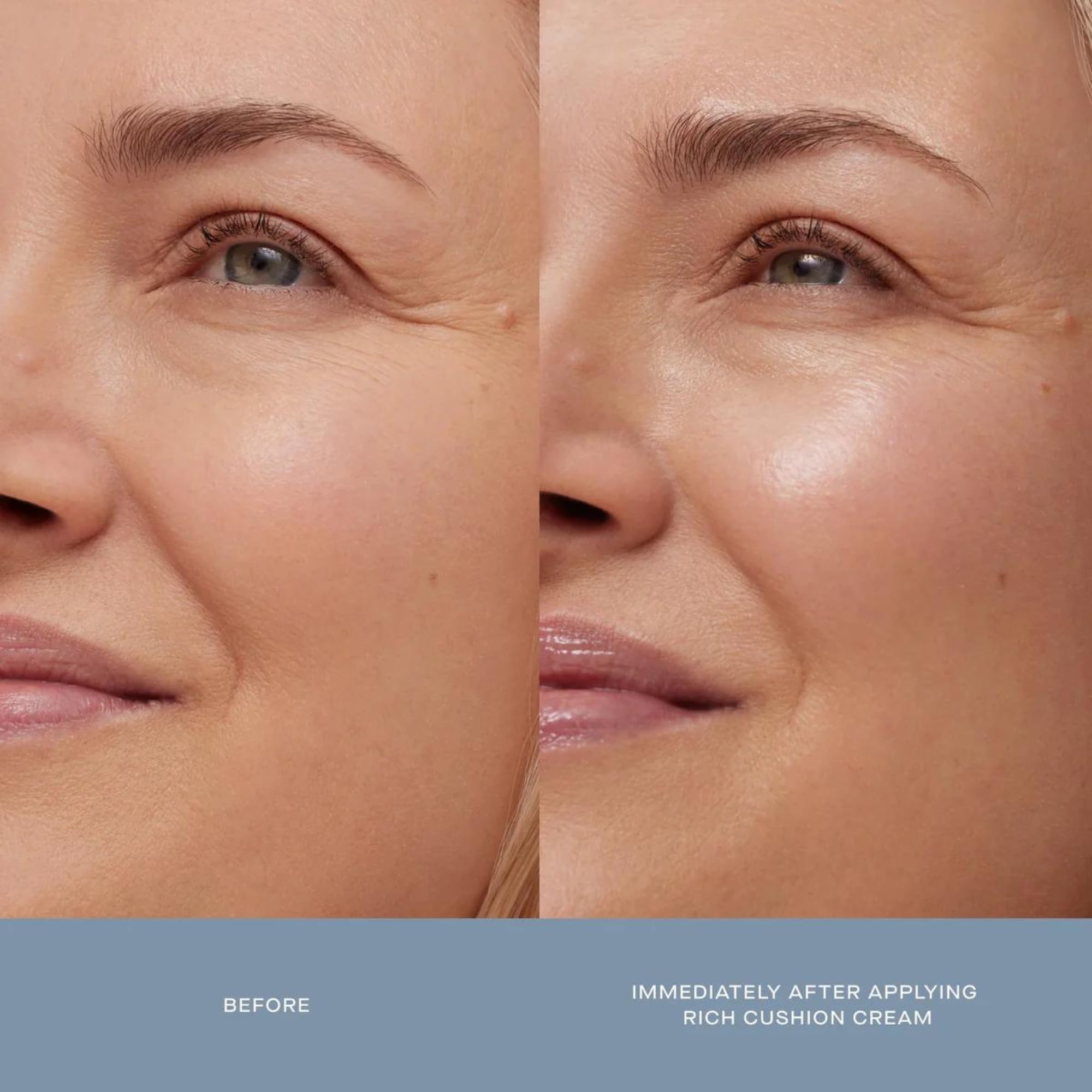 Hand applying Rich Cushion for easy absorption and smoothing hydration.