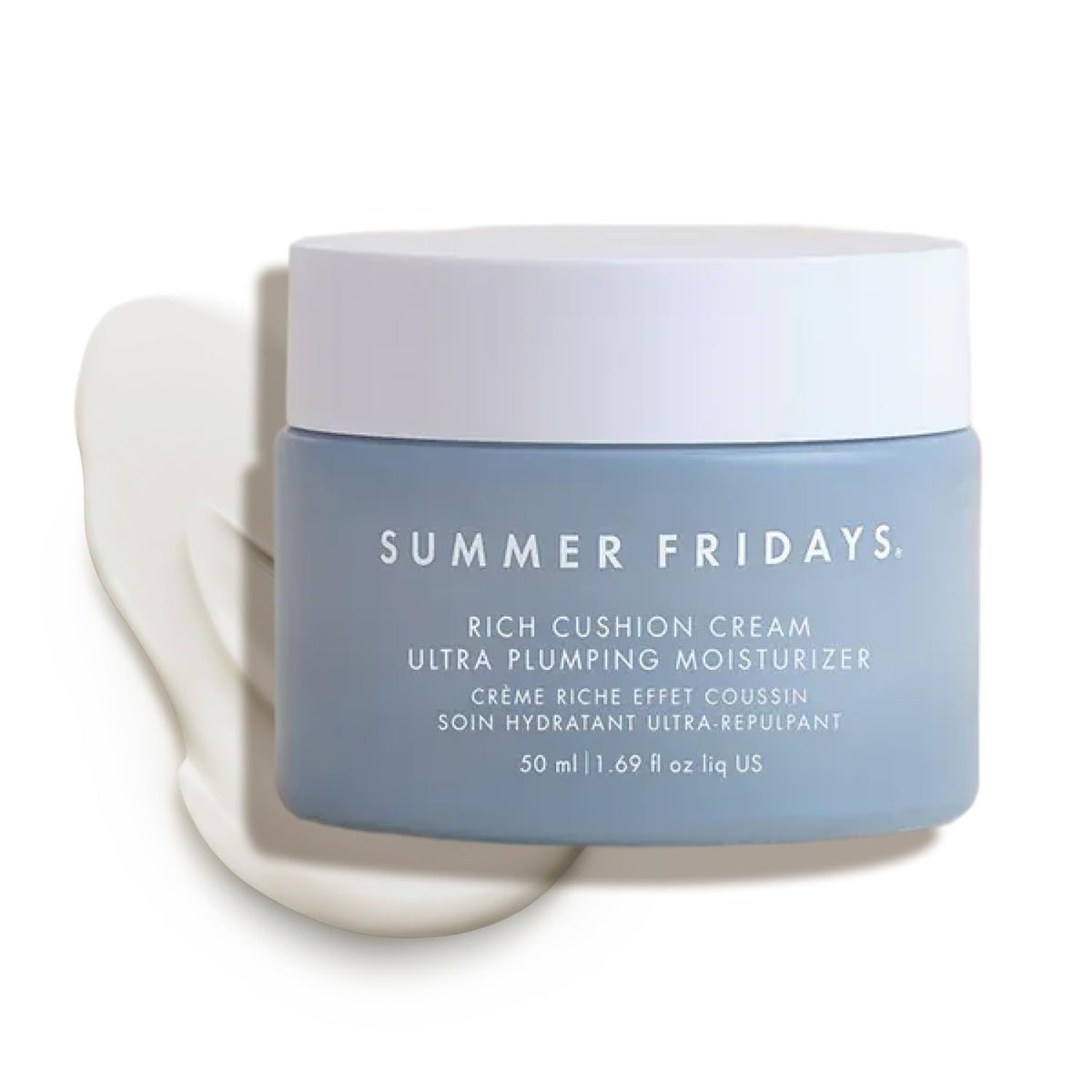 Summer Fridays Rich Cushion Face Cream jar delivering rich hydration and barrier support.