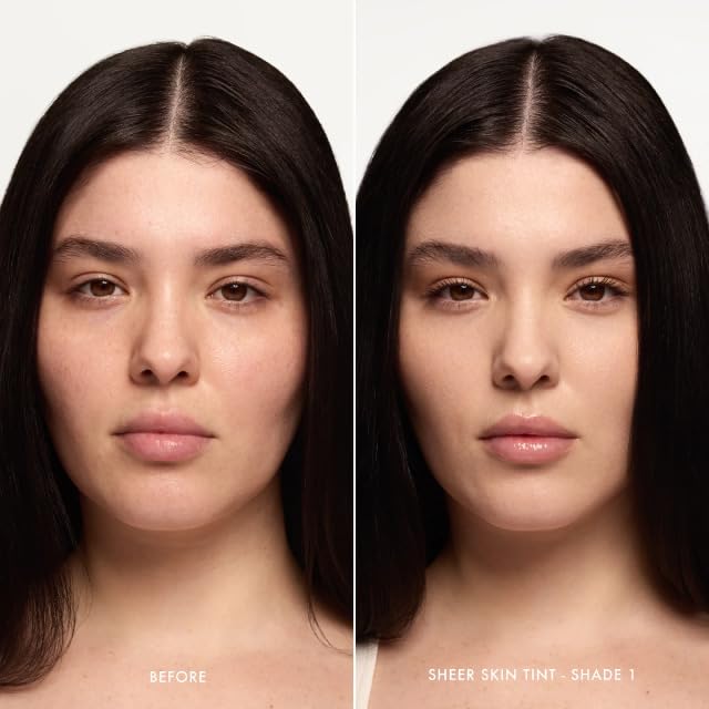 Arm swatches of Summer Fridays Sheer Skin Tint show fair shade with peach undertones