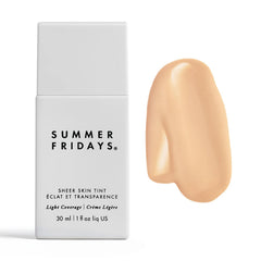 Summer Fridays Sheer Skin Tint bottle shows lightweight hydration for even tone