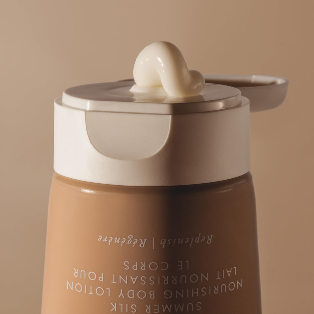 Close-up of Summer Fridays lotion texture reveals rich emollients with a light feel