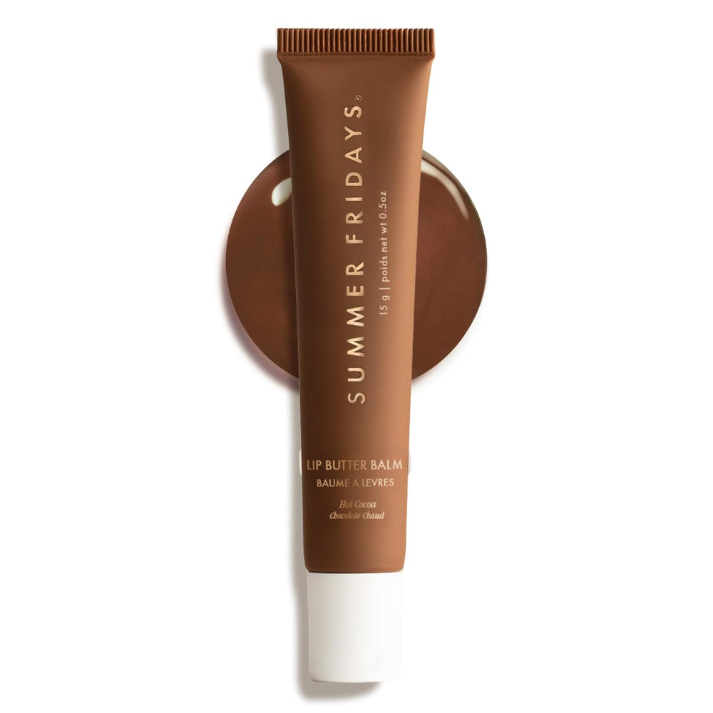 Summer Fridays Tinted Lip Butter Hot Cocoa tube closeup showing creamy texture
