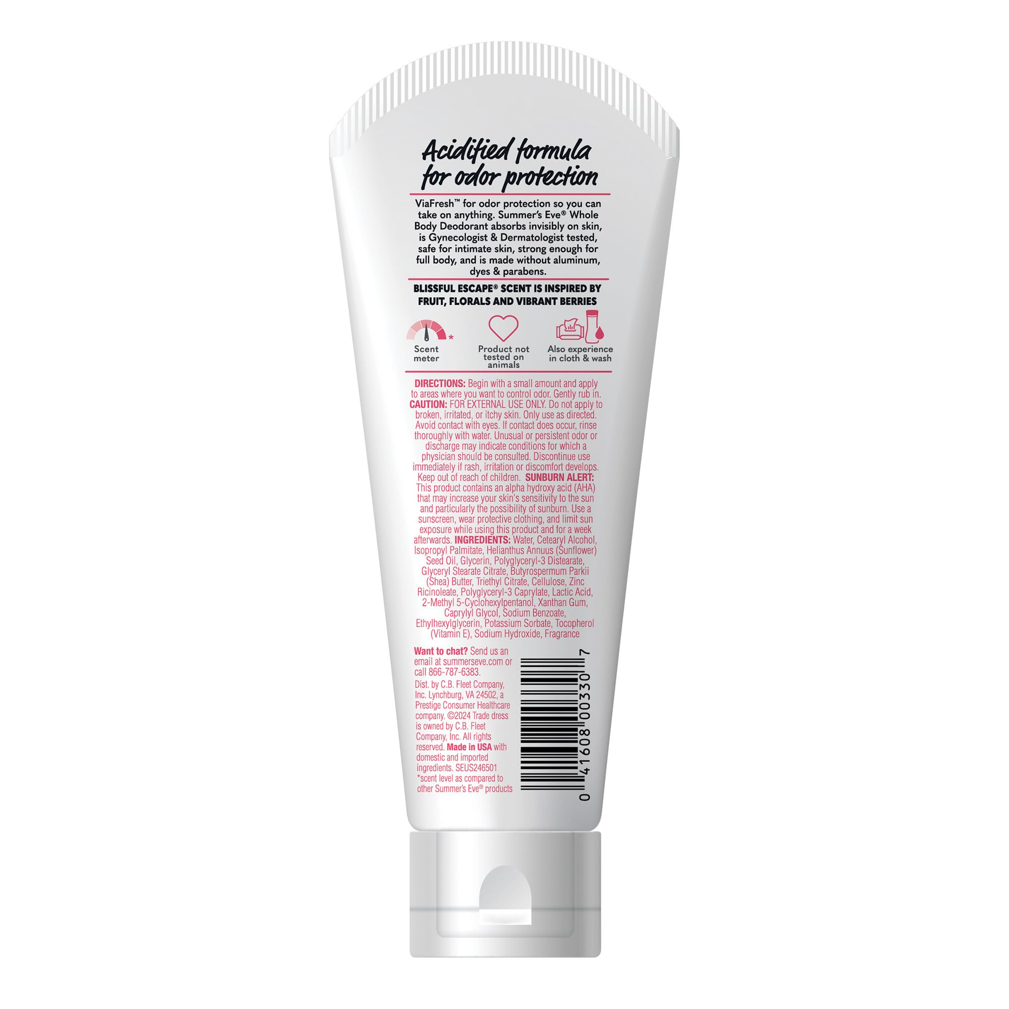 Summer's Eve Blissful Escape body-use-shot suggests versatile odor-control benefits.