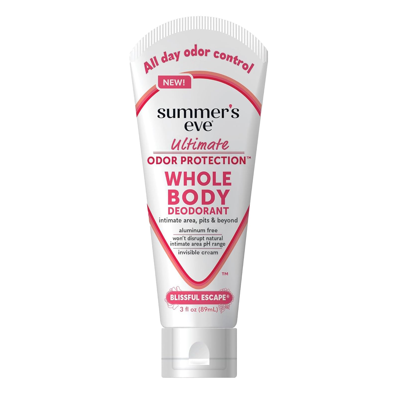 Summer's Eve Blissful Escape bottle-front shows all-day freshness.