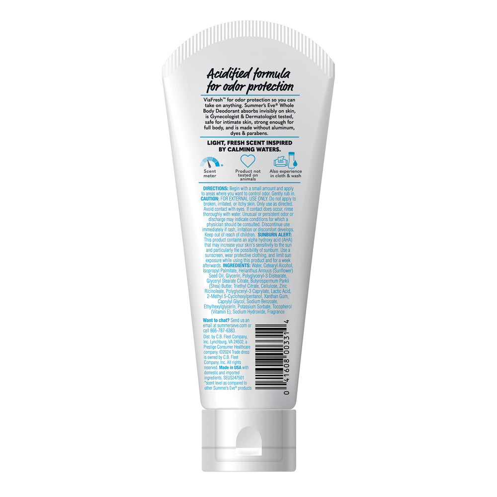 Summer's Eve all-over deodorant for underarms and sensitive areas.