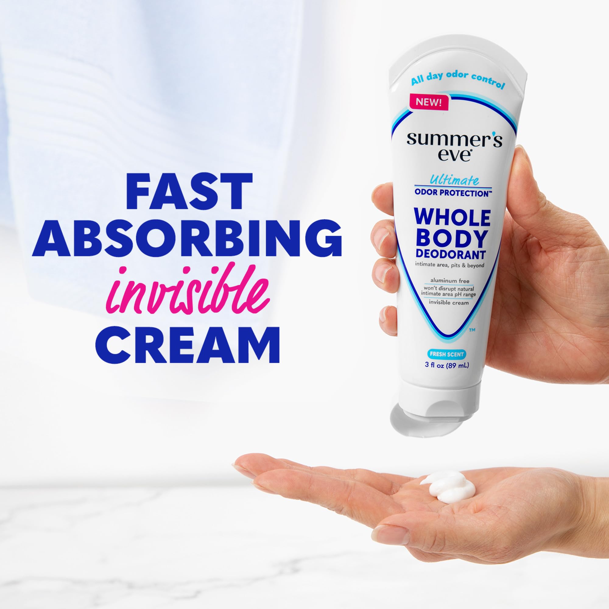 Summer's Eve invisible finish cream dries clear with no residue.