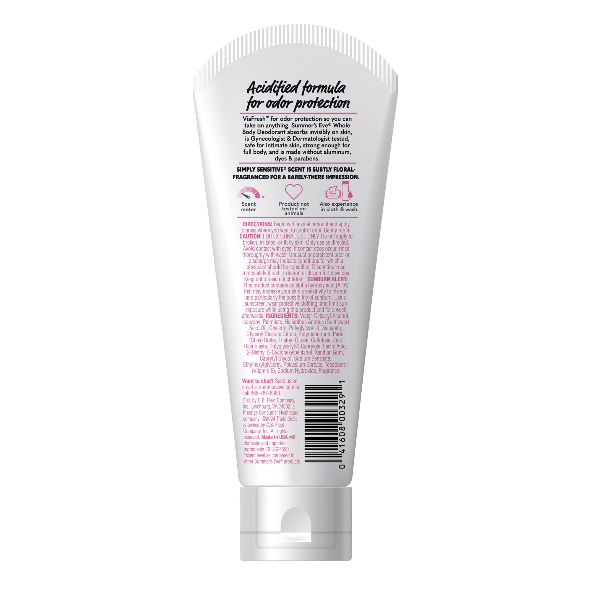 Summer's Eve Simply Sensitive skin-safe formula suitable for sensitive skin users.