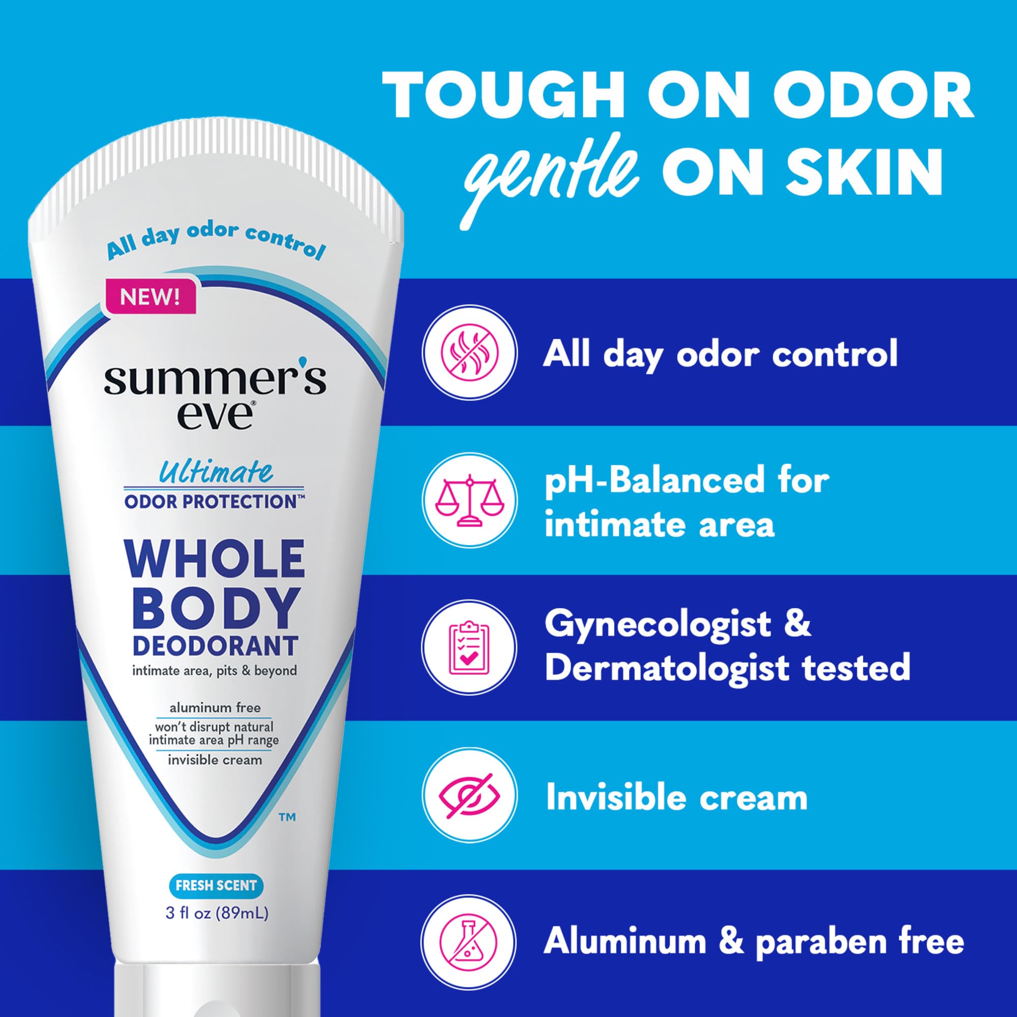 Summer's Eve travel-friendly 3oz bottle ideal for gym bags.