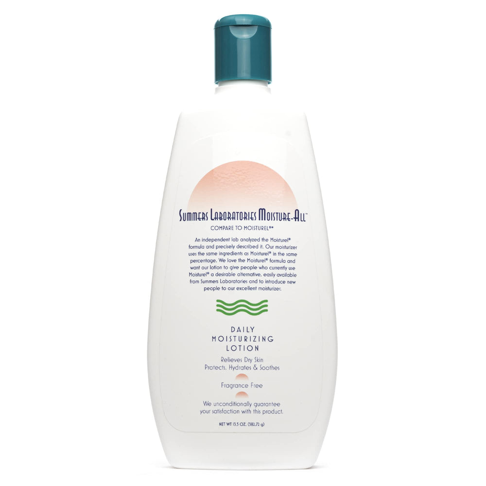 Summers Laboratories Moisture-All lotion bottle shown for daily, hydrating use.