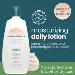 Moisture-All lotion pump top ready for quick, non-greasy moisturization.